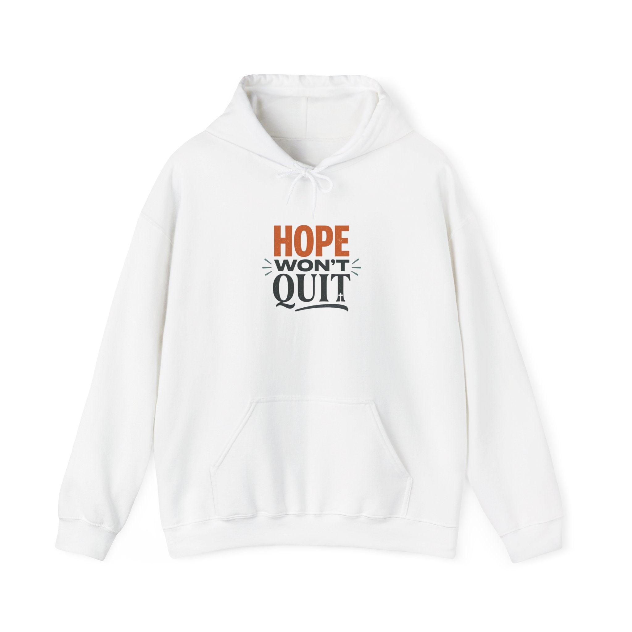 Hope Won't Quit Hoodie | faith streetwear, bold type, washed vintage