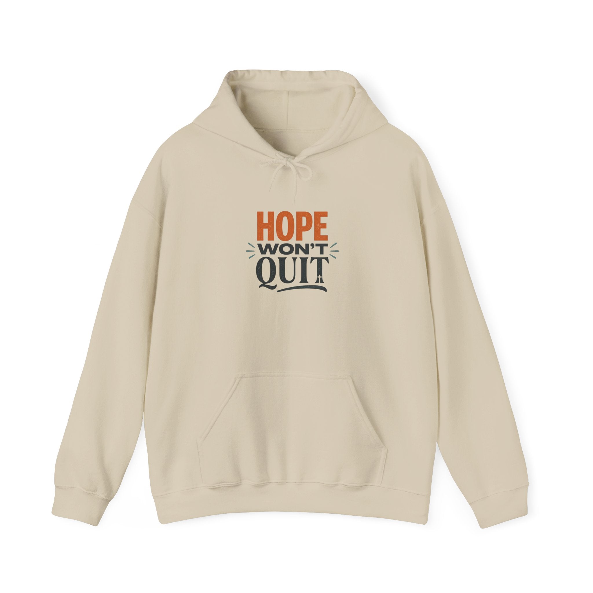Hope Won't Quit Hoodie | faith streetwear, bold type, washed vintage