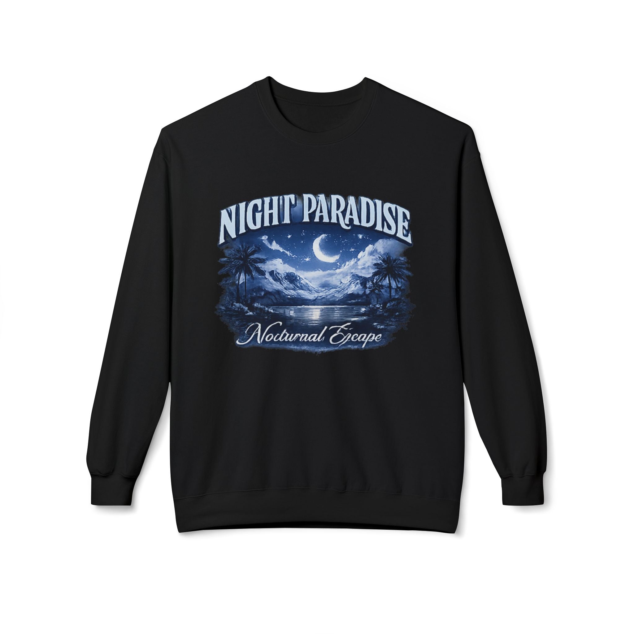 Night Paradise Crewneck Sweatshirt — Nocturnal Escape Graphic