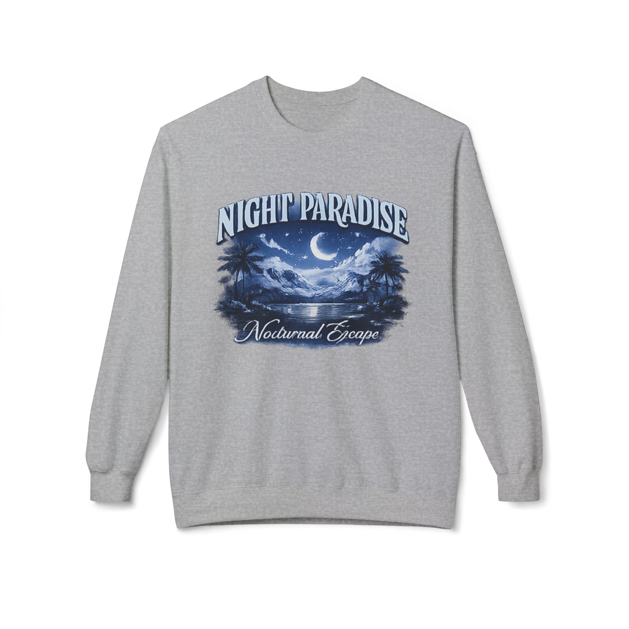 Night Paradise Crewneck Sweatshirt — Nocturnal Escape Graphic