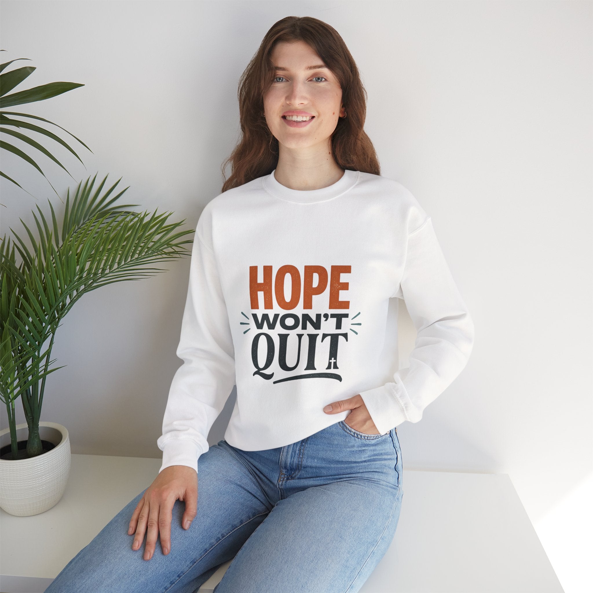 Hope Won't Quit Sweatshirt | Christian Streetwear, Bold Type, Washed Vintage