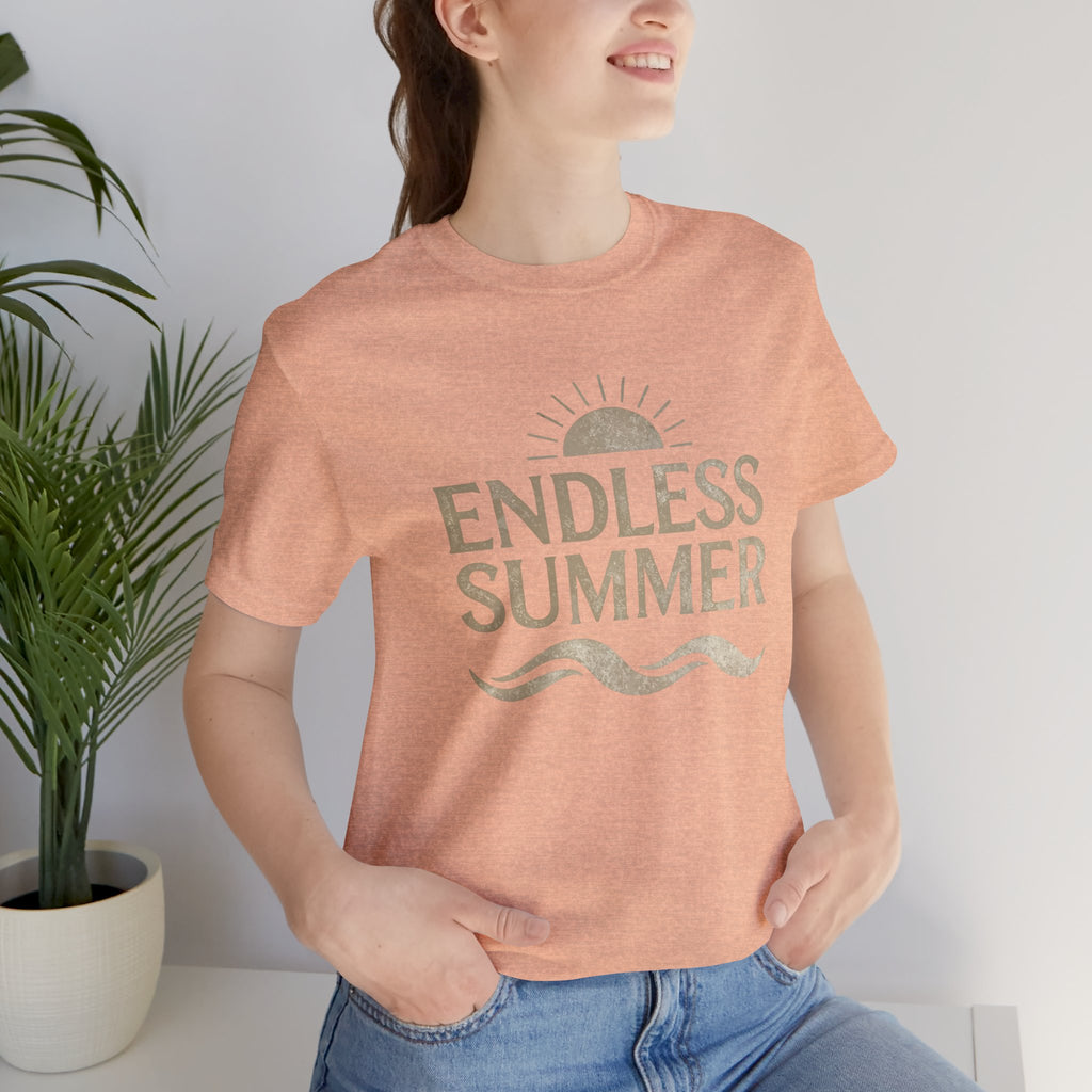 Endless Summer Vintage Sun & Waves T-Shirt – Retro Beach Graphic Tee, Unisex Summer Shirt