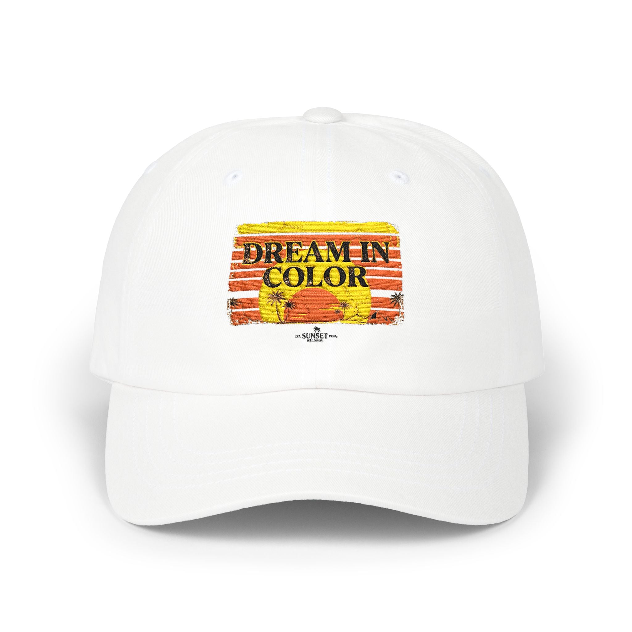 Dream In Color Dad Cap — Vintage Sunset Embroidered Hat, Retro Aesthetic Baseball Cap