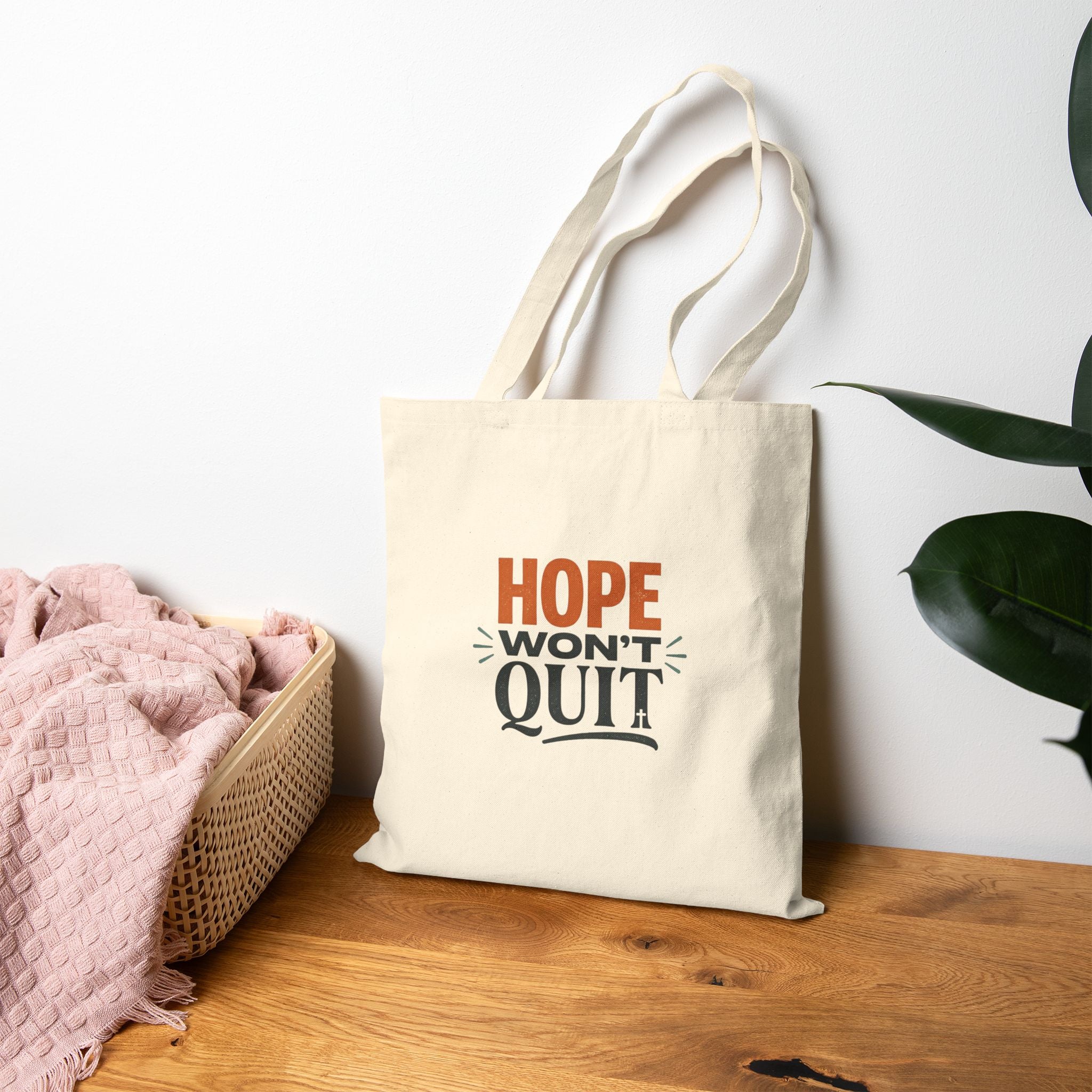 Hope Won't Quit Tote | faith streetwear, bold type, washed vintage canvas