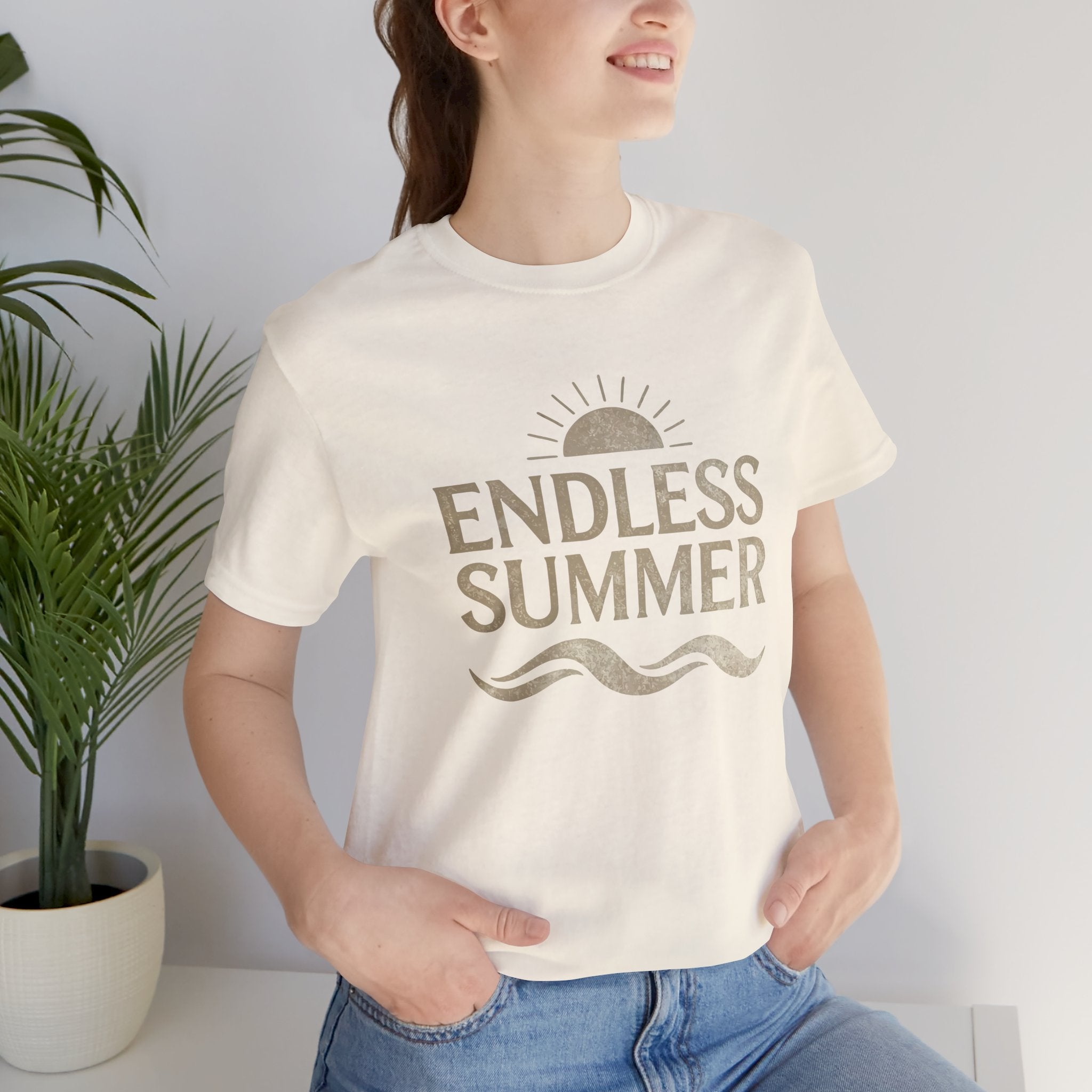 Endless Summer Vintage Sun & Waves T-Shirt – Retro Beach Graphic Tee, Unisex Summer Shirt