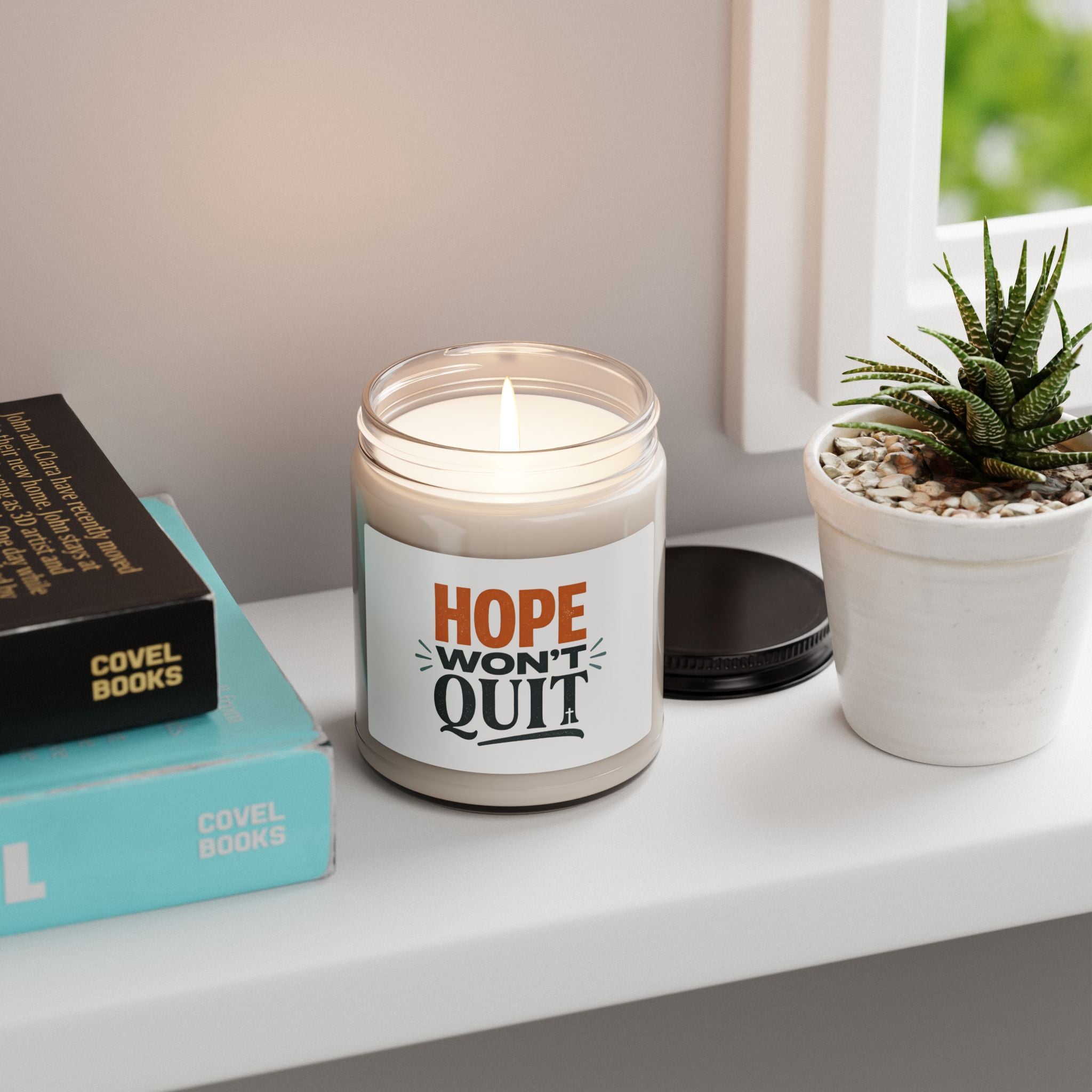 Hope Won't Quit Candle, Soy Jar | faith streetwear, bold type