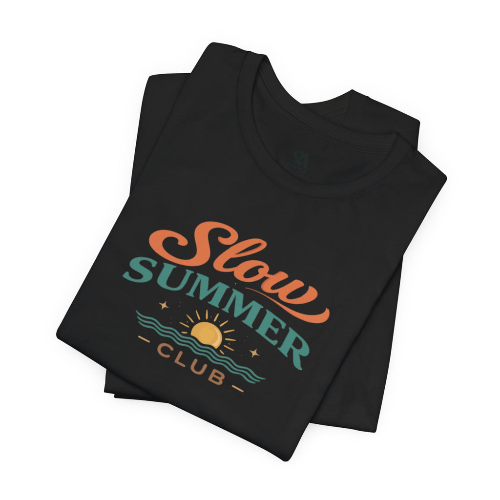 Slow Summer Club T-Shirt | Minimalistisches Ästhetik T-Shirt | Küstenurlaub Outfit | Unisex Relaxed Fit