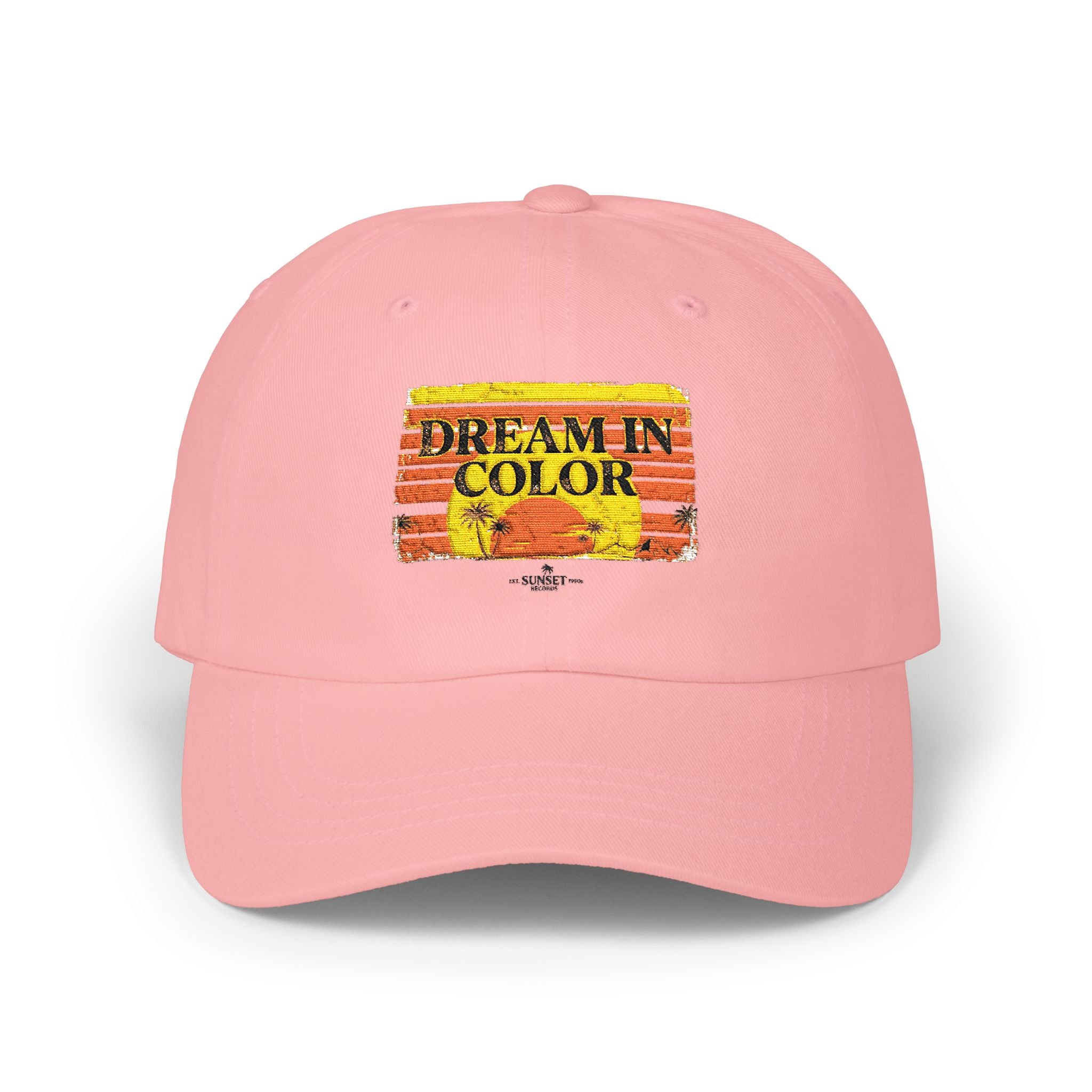 Dream In Color Dad Cap — Vintage Sunset Embroidered Hat, Retro Aesthetic Baseball Cap