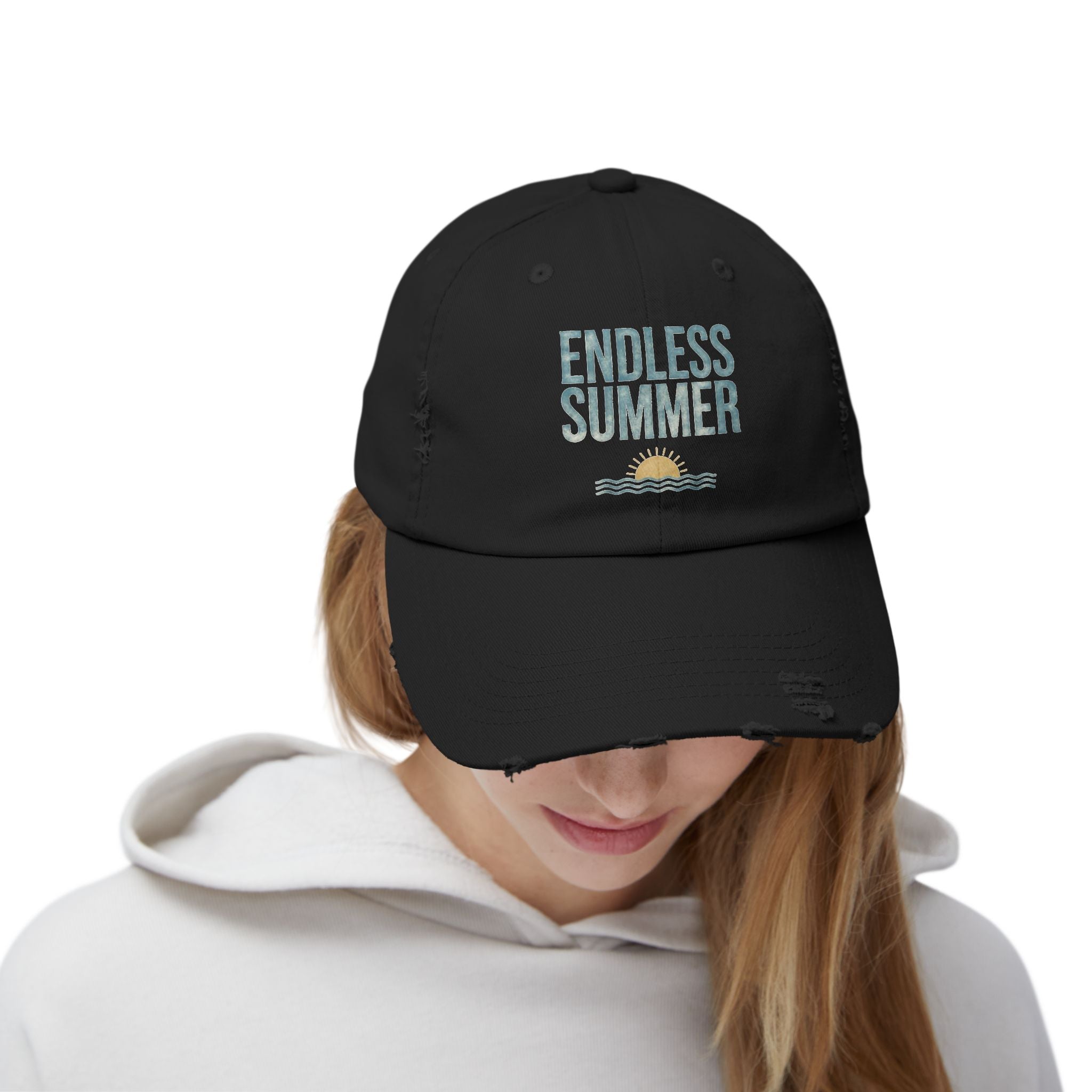 Endless Summer Vintage Cap — Retro Sunset Distressed Dad Hat for Beach, Streetwear & Aesthetic Outfit