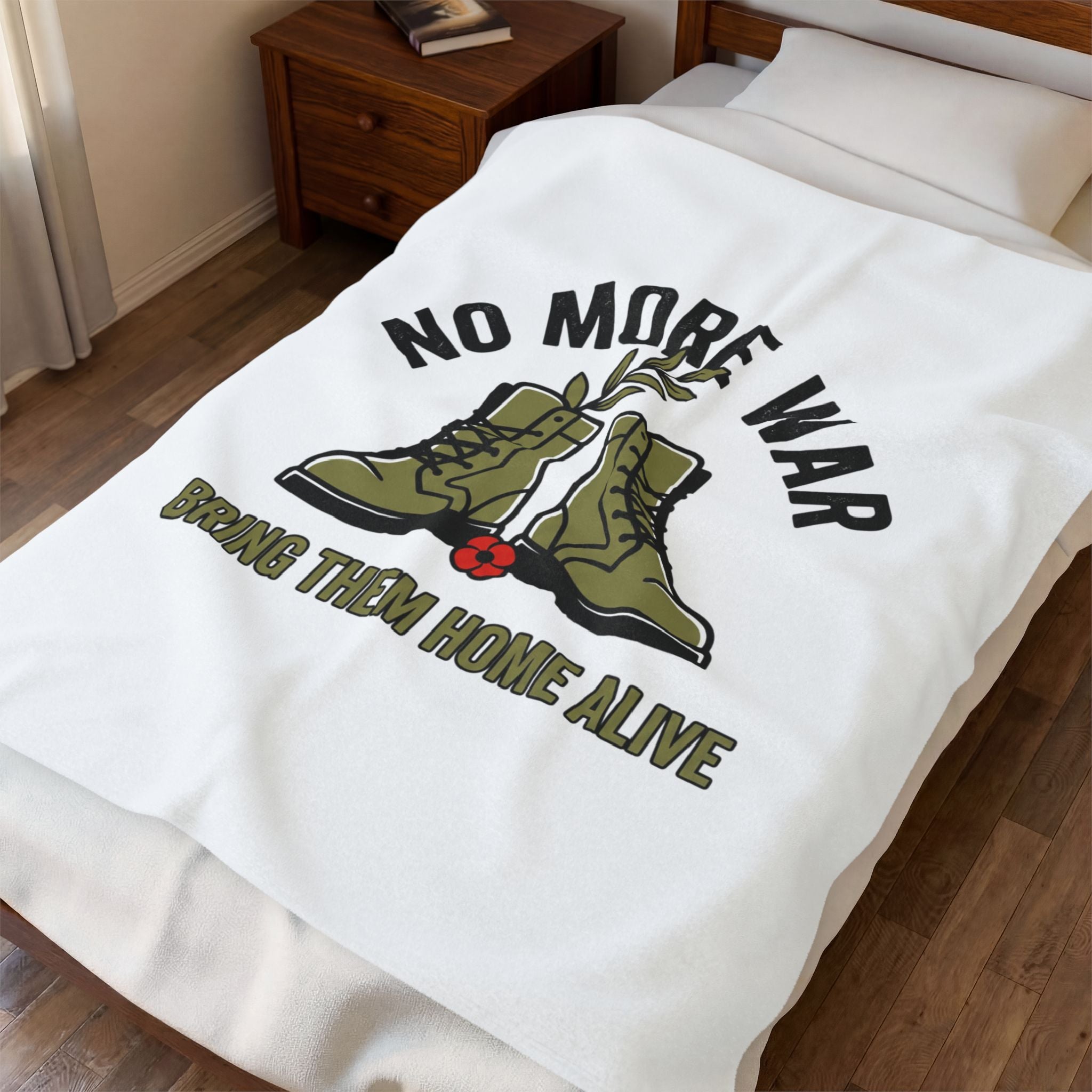 No More War blanket | Bring Them Home Alive, anti-war peace protest