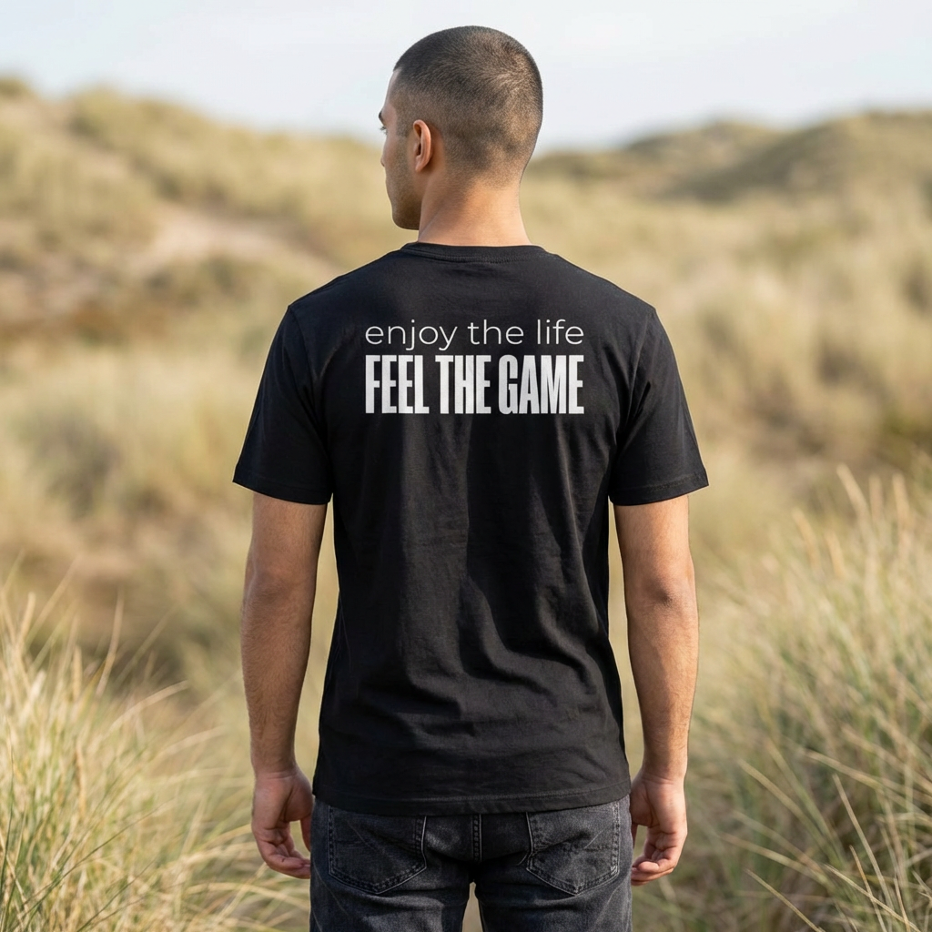 Feel The Game T-Shirt - Minimalist  Unisex Black Streetwear Shirt Casual Lifestyle Fashion Top