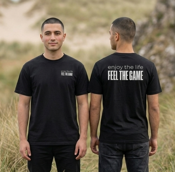 Feel The Game T-Shirt - Minimalist  Unisex Black Streetwear Shirt Casual Lifestyle Fashion Top