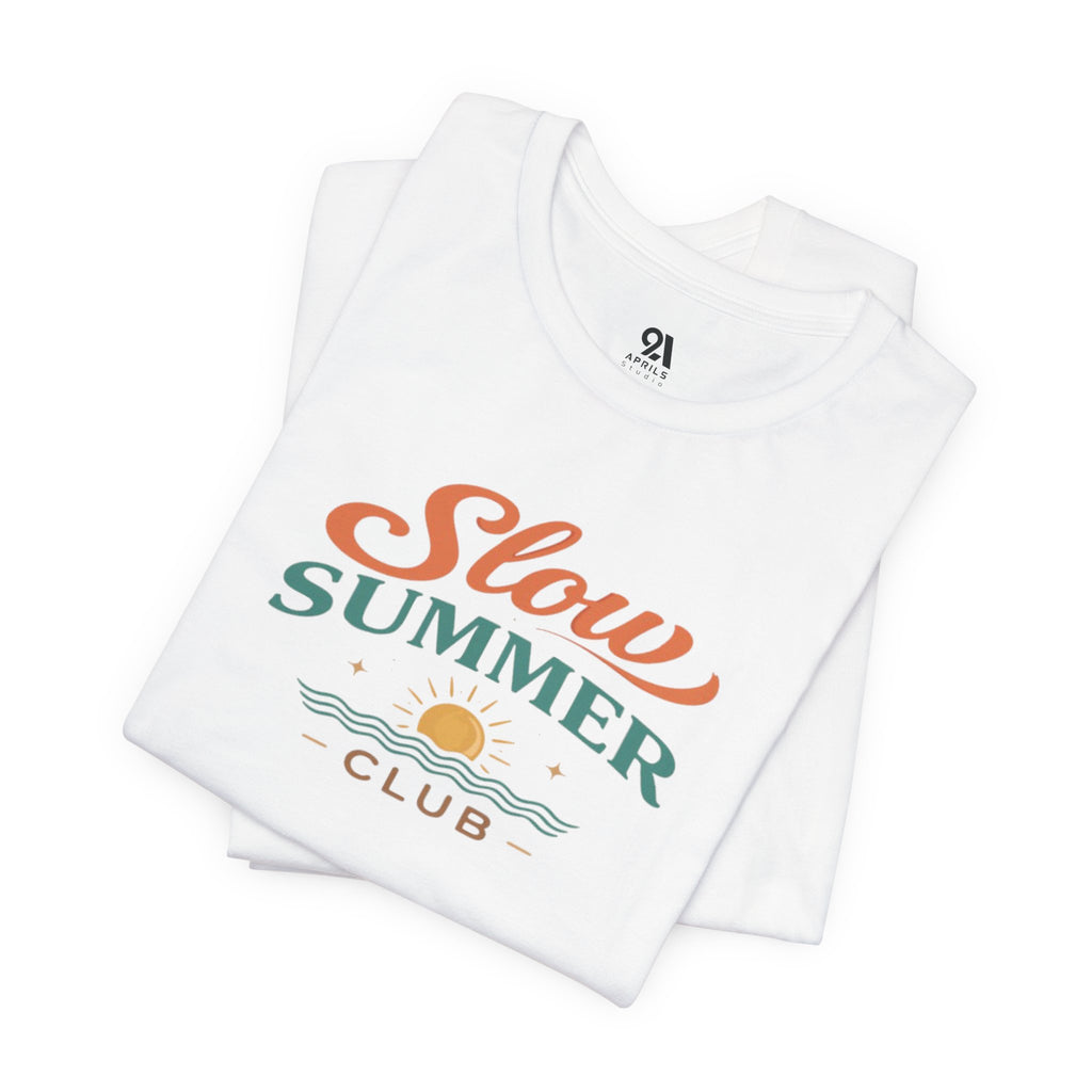 Slow Summer Club T-Shirt | Minimalistisches Ästhetik T-Shirt | Küstenurlaub Outfit | Unisex Relaxed Fit