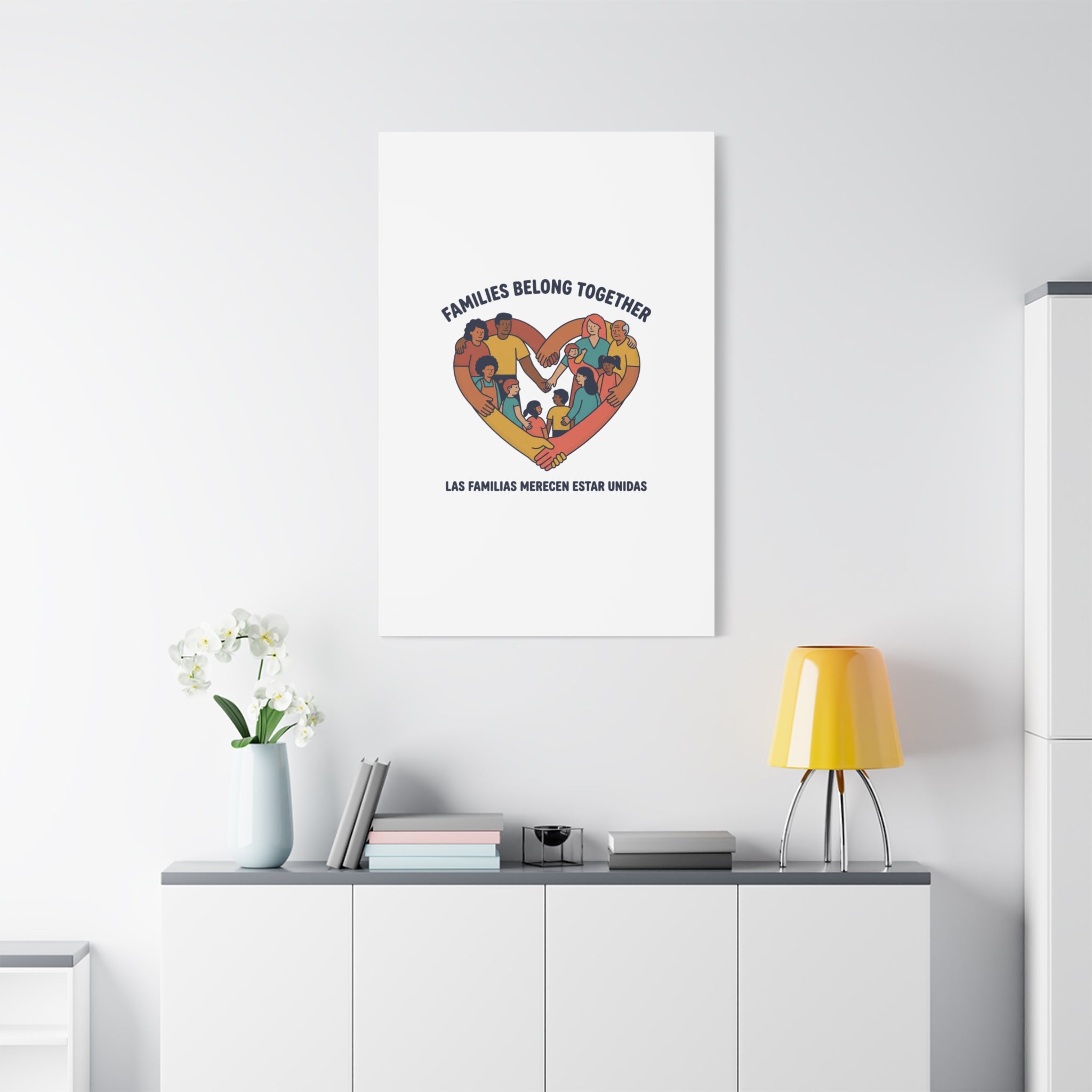 Families Belong Together Canvas, solidarity family unity, bilingual immigrant rights