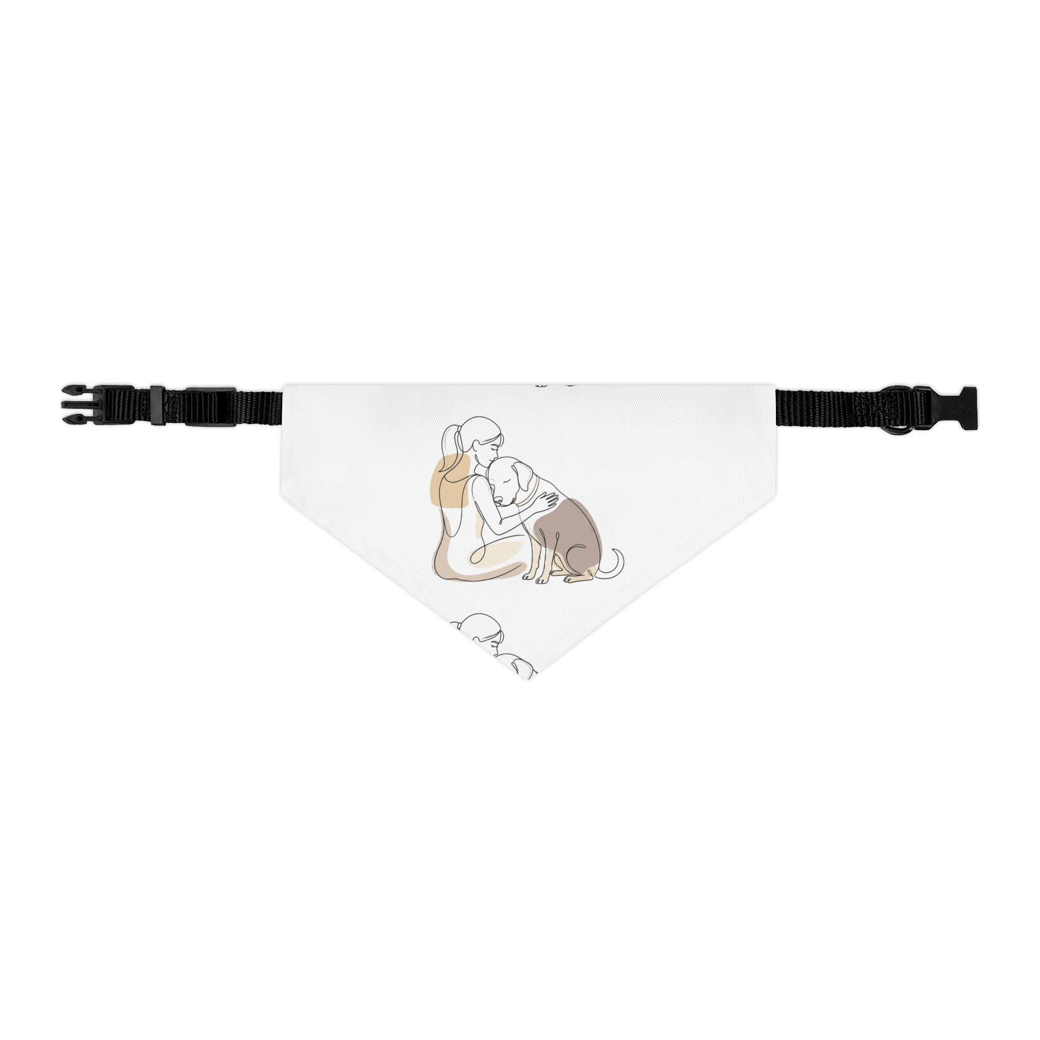 Pet Bandana Dog Lover – Minimal Line Art, Cute Dog Mom Gift, Adjustable Neck Scarf