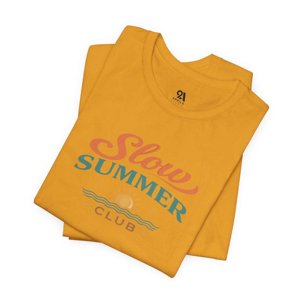 Slow Summer Club T-Shirt | Minimalistisches Ästhetik T-Shirt | Küstenurlaub Outfit | Unisex Relaxed Fit