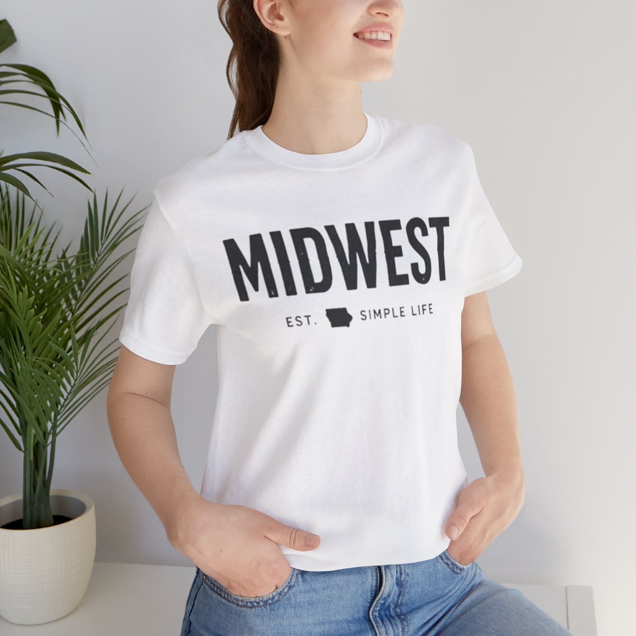 Midwest T-Shirt EST. Graphic Tee – Simple Life Midwest Shirt with State Silhouette