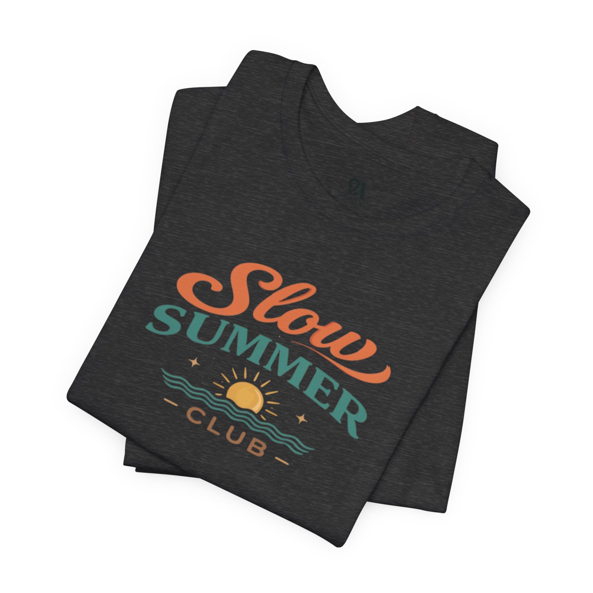 Slow Summer Club T-Shirt | Minimalistisches Ästhetik T-Shirt | Küstenurlaub Outfit | Unisex Relaxed Fit