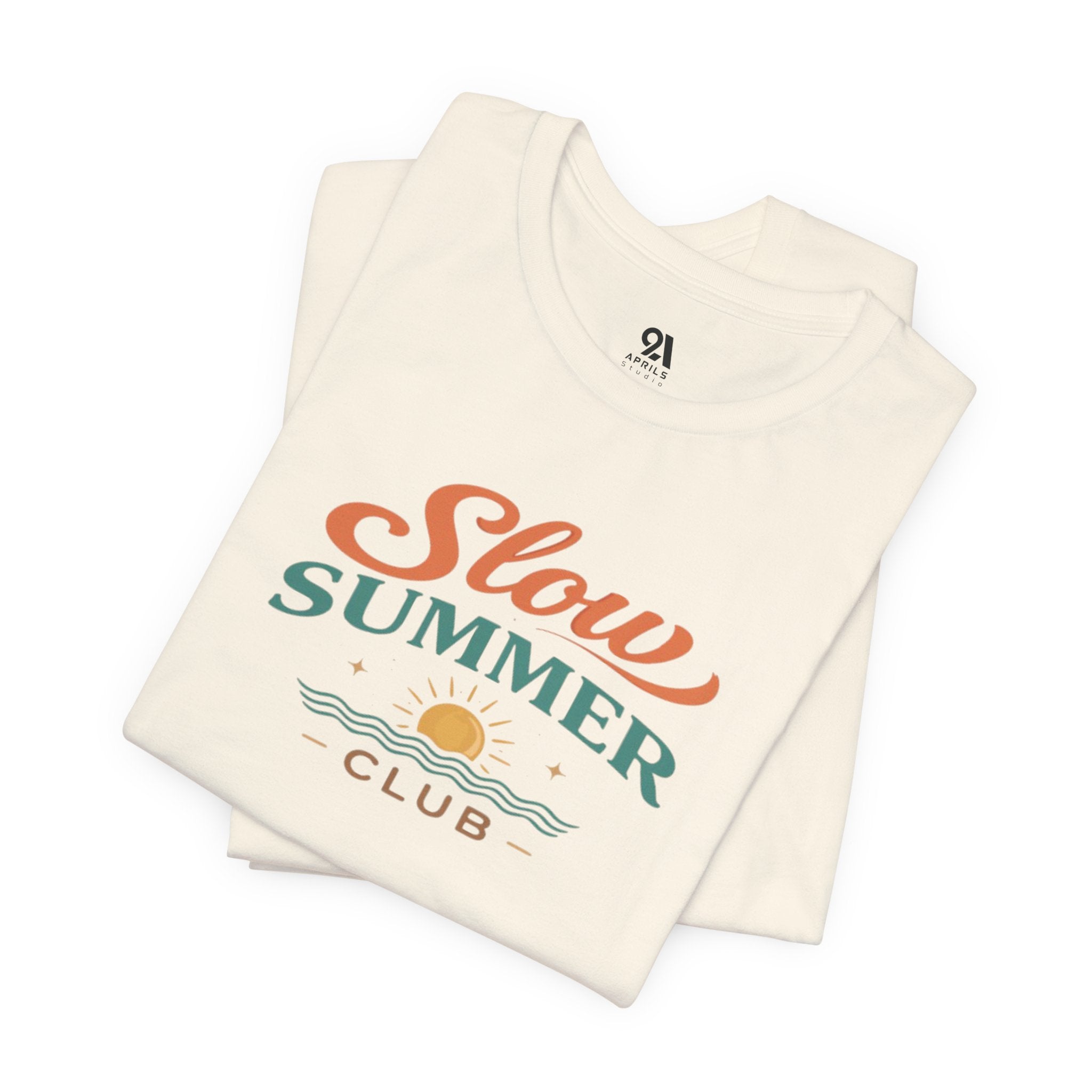 Slow Summer Club T-Shirt | Minimalistisches Ästhetik T-Shirt | Küstenurlaub Outfit | Unisex Relaxed Fit