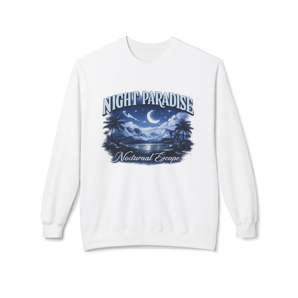 Night Paradise Crewneck Sweatshirt — Nocturnal Escape Graphic