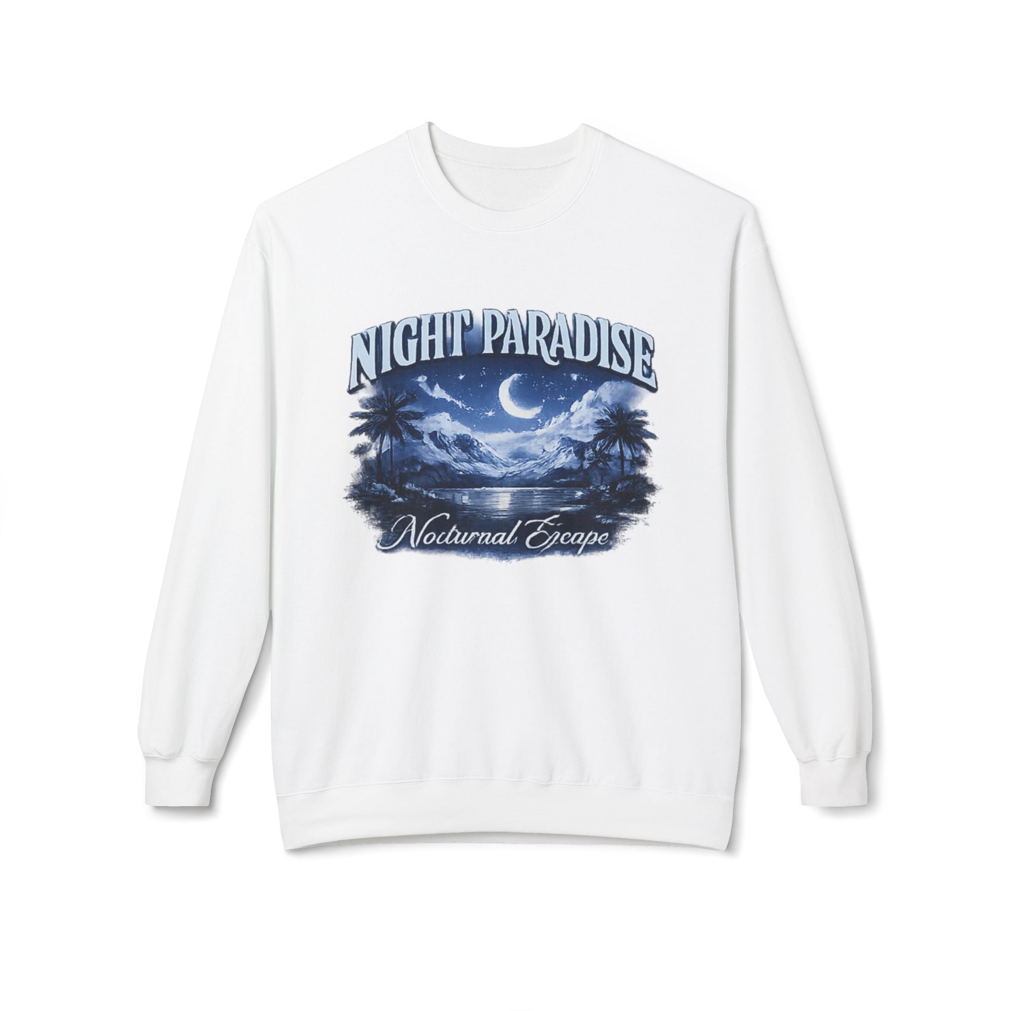 Night Paradise Crewneck Sweatshirt — Nocturnal Escape Graphic