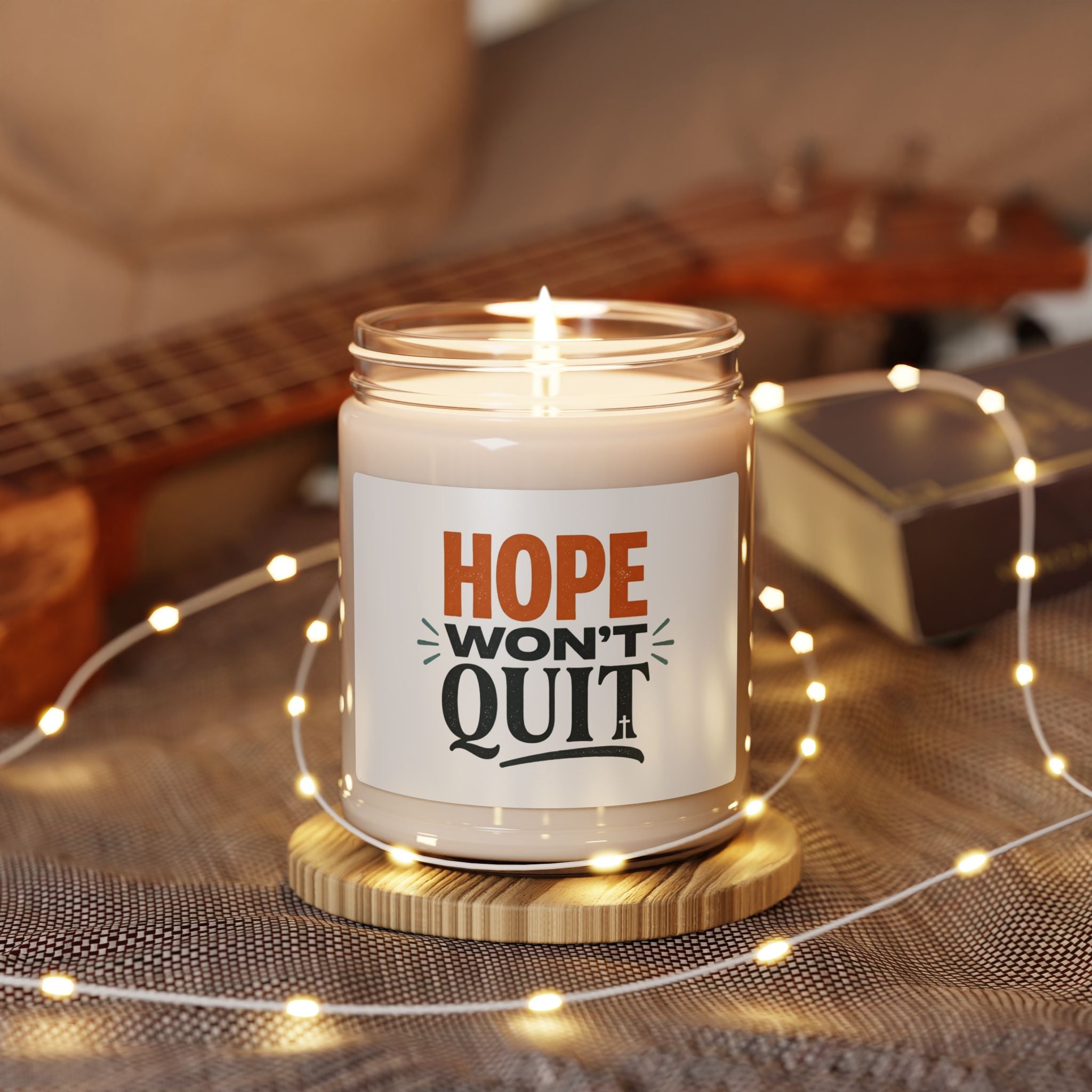 Hope Won't Quit Candle, Soy Jar | faith streetwear, bold type