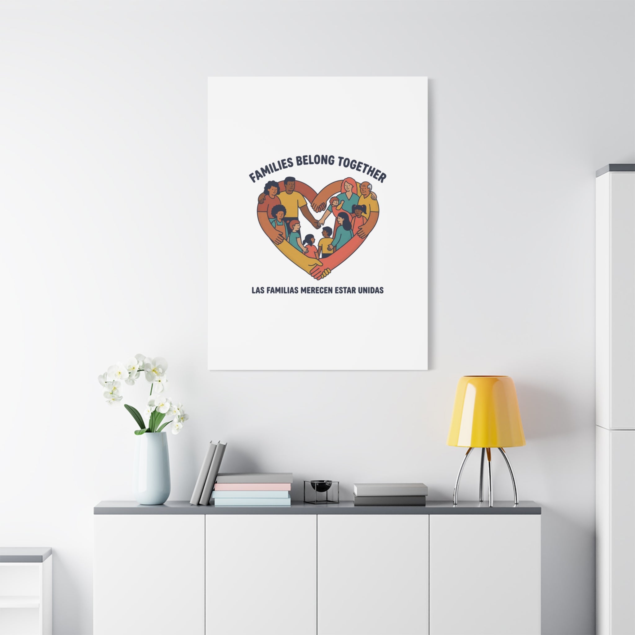 Families Belong Together Canvas, solidarity family unity, bilingual immigrant rights