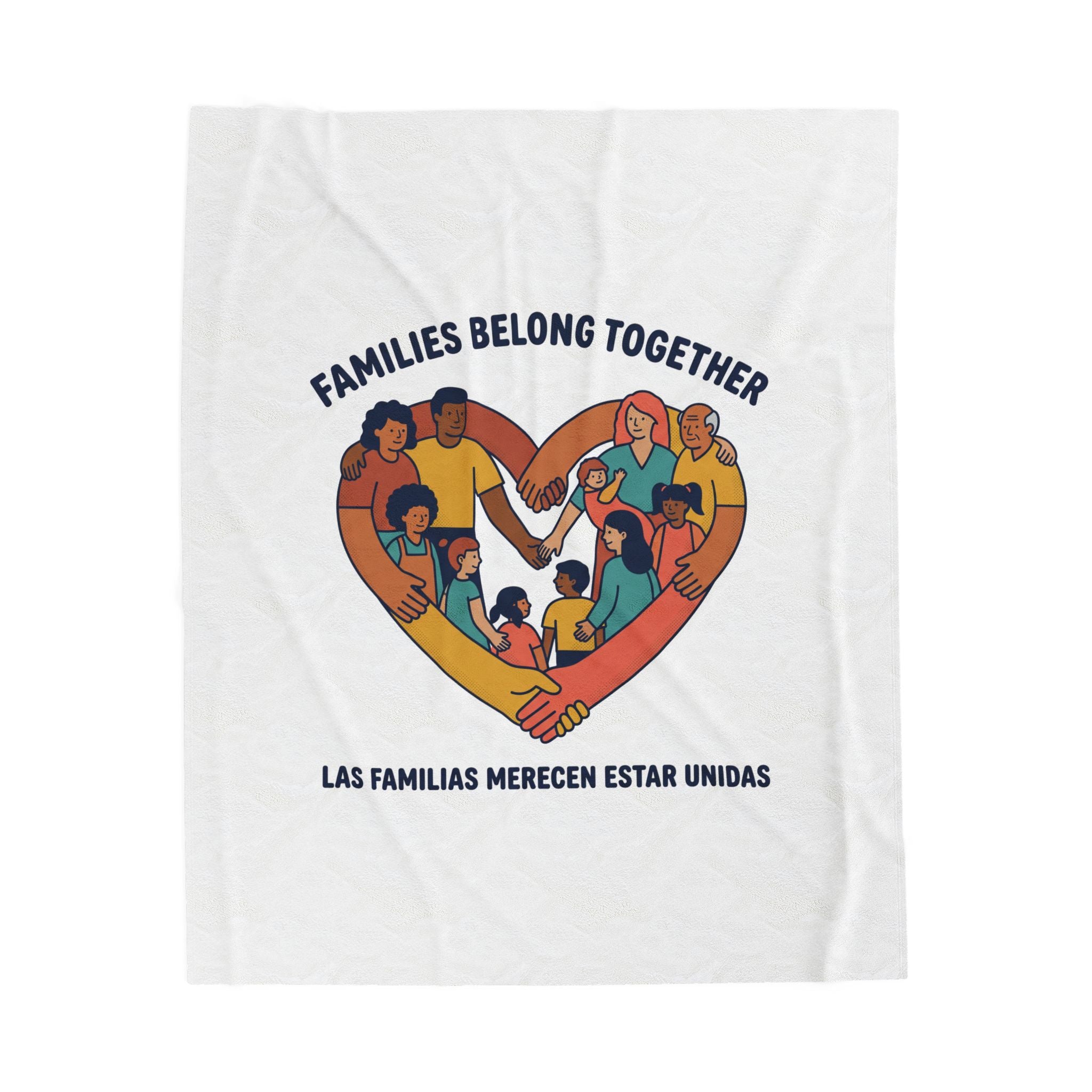 Families Belong Together Velveteen Blanket | family unity, bilingual solidarity