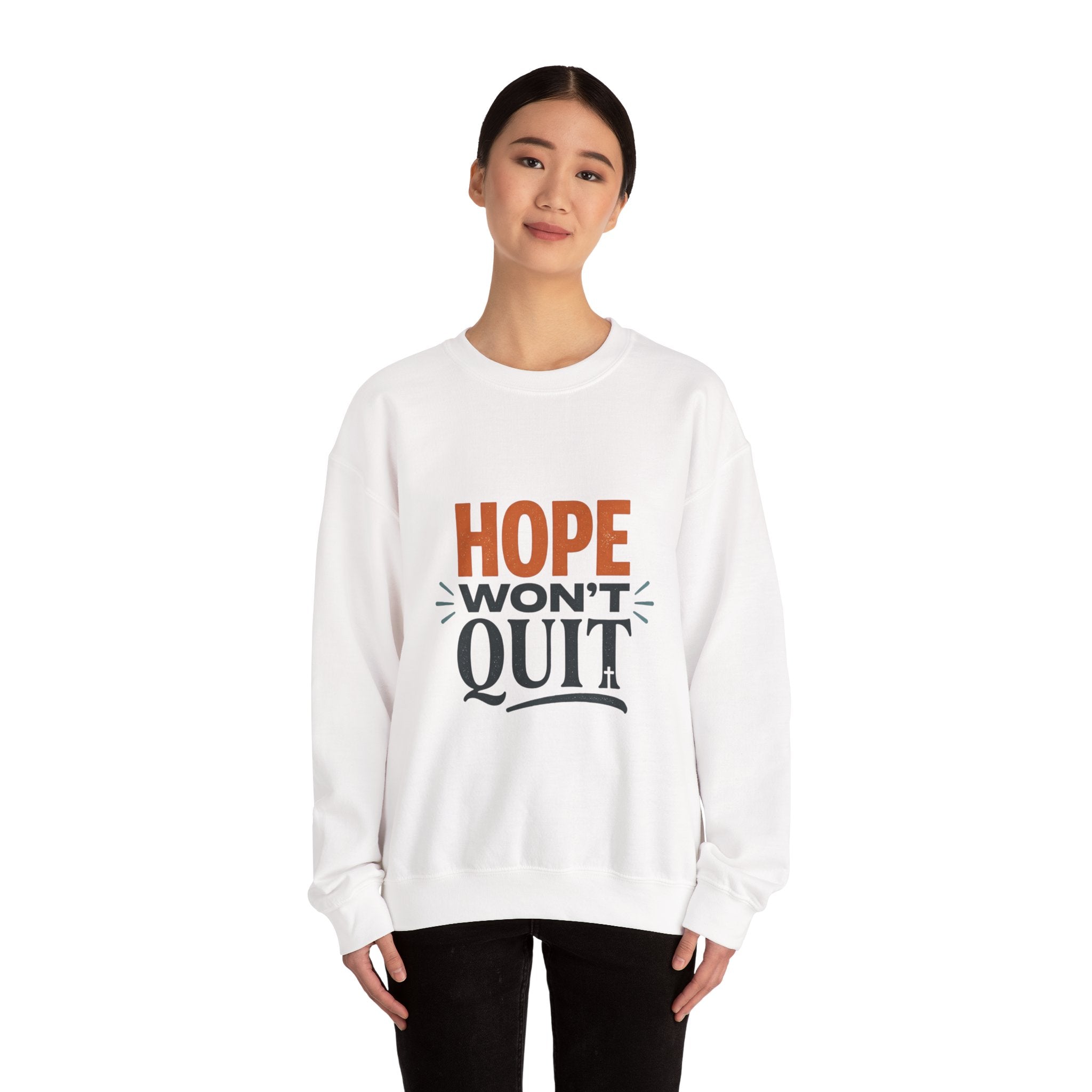 Hope Won't Quit Sweatshirt | Christian Streetwear, Bold Type, Washed Vintage