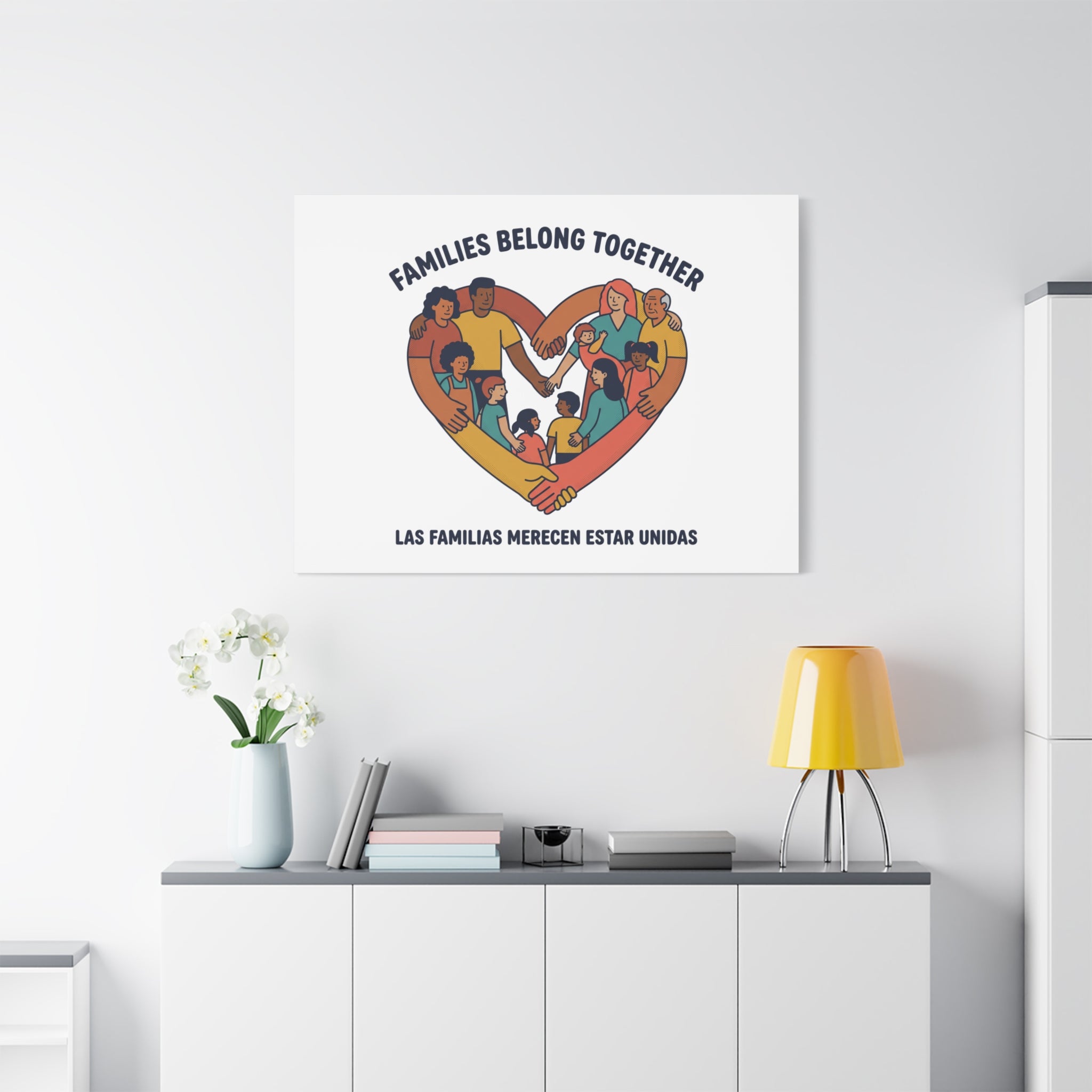 Families Belong Together Canvas, solidarity family unity, bilingual immigrant rights
