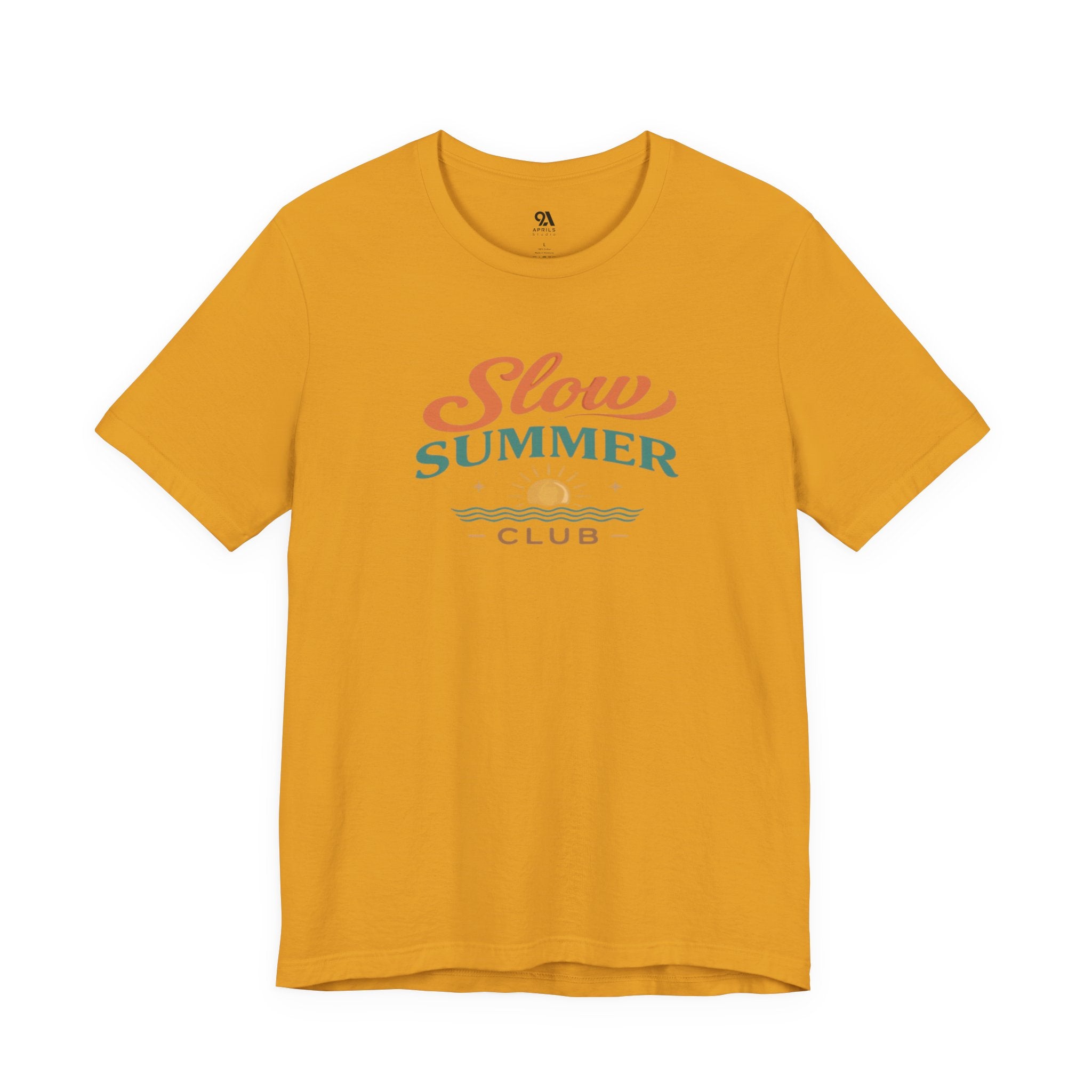 Slow Summer Club Mustard T-Shirt - Vintage Summer Aesthetic