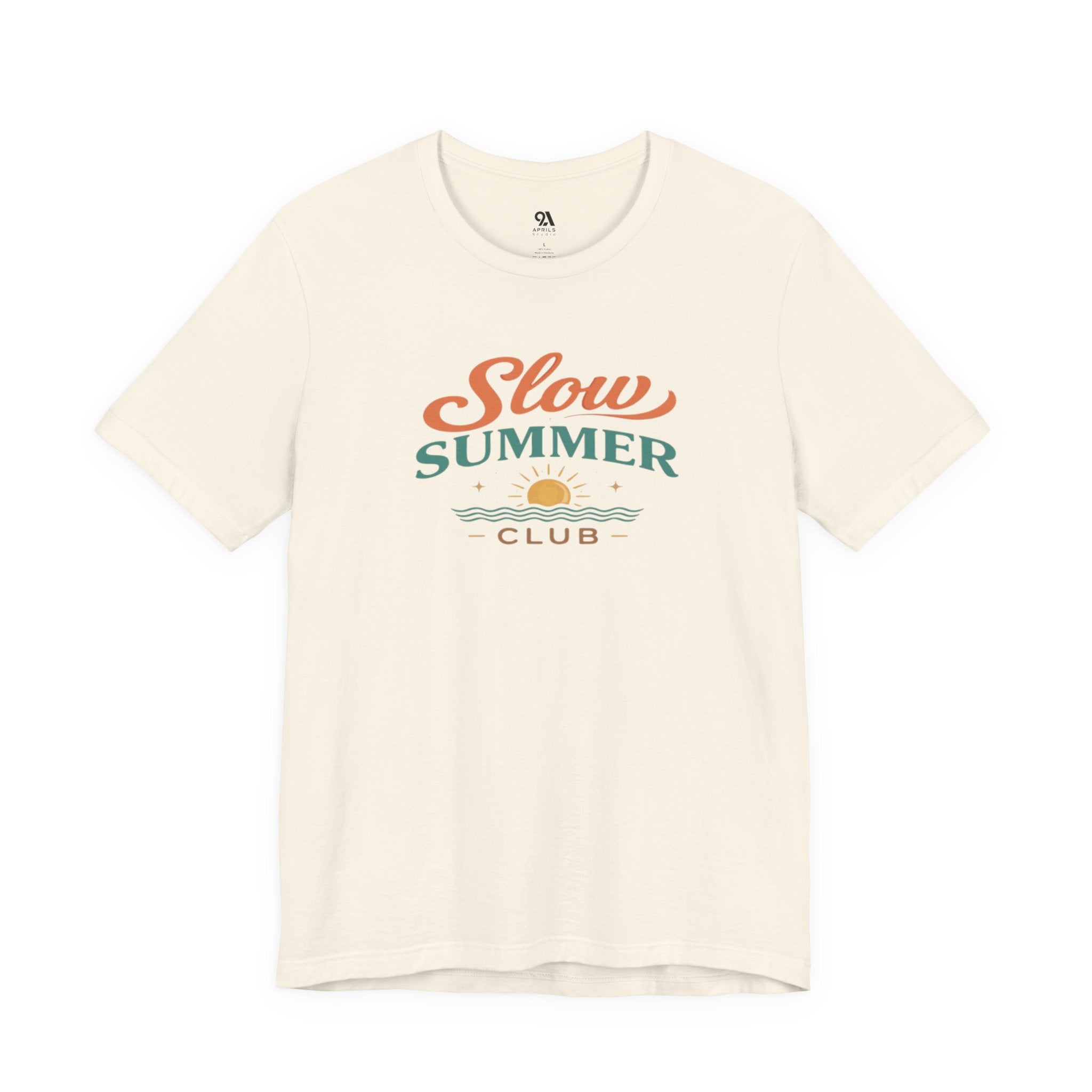 Slow Summer Club Tee Natural Color - Relaxed Fit Unisex Summer Shirt